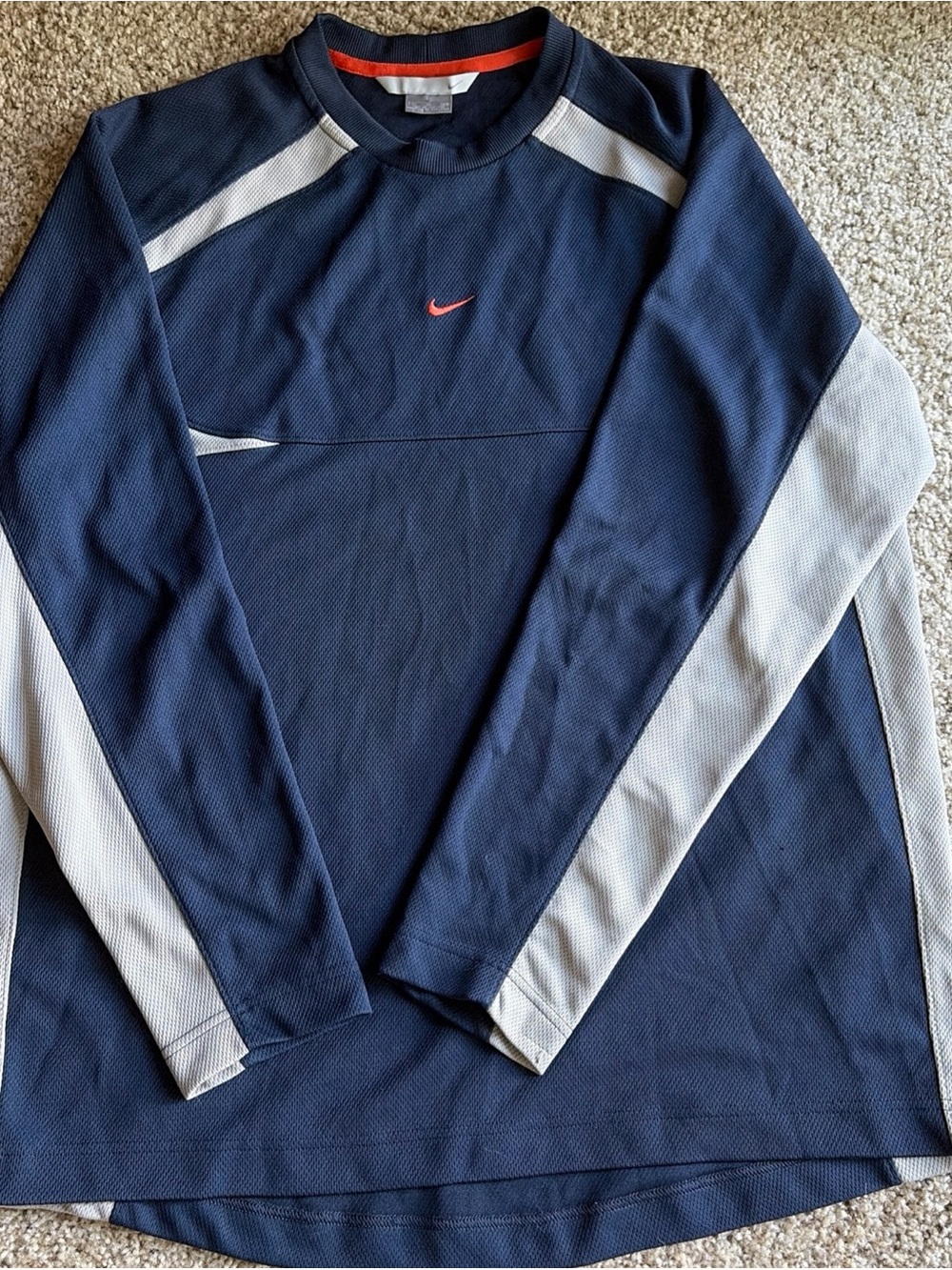 Vintage Nike Shirt Mens XL Blue Gray Center Swoosh Y2K Crewneck Long Sleeve